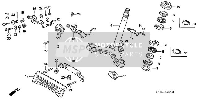 Honda CM125C 1992 Steering Stem/Horn for a 1992 Honda CM125C